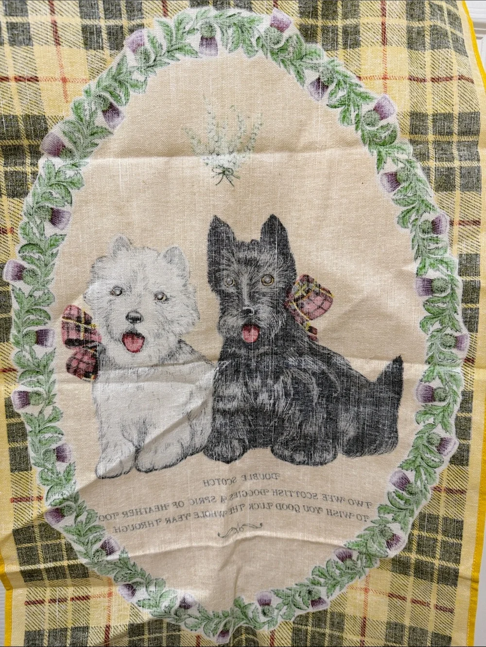 Lamont Linen/Cotton Blend Tea Towel - Scottish Dogs